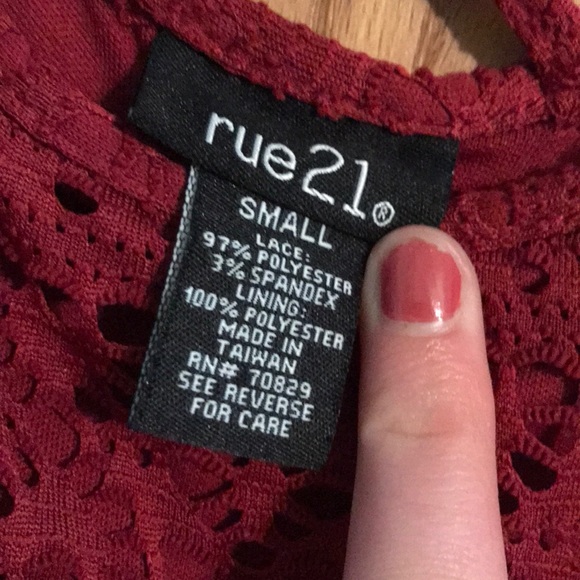 Rue 21 Crocheted Red Burgundy Skater Sun Dress - Picture 5 of 5